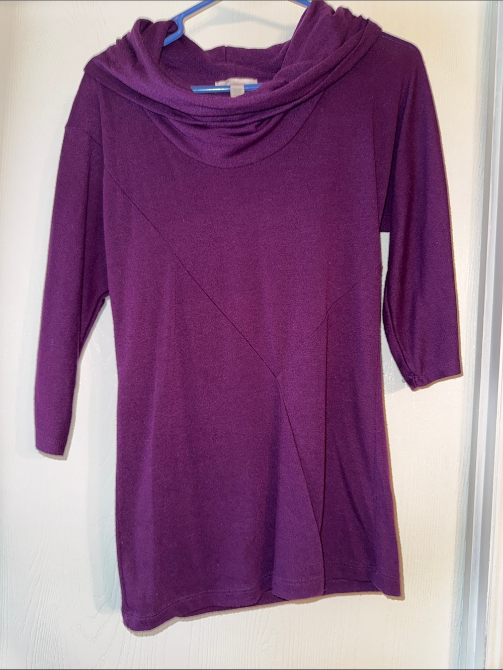 ambiance apparel Plum Cowl Neck 3/4 Sleeve Sweater/Tunic